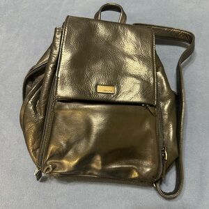 Perlina Black Leather Backpack